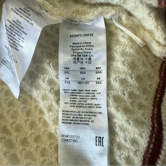 ARMANI EXCHANGE Cream Red Lam-wool Blend Long Sleeve Knit Casual Neutral Sz XXL - Picture 9 of 9